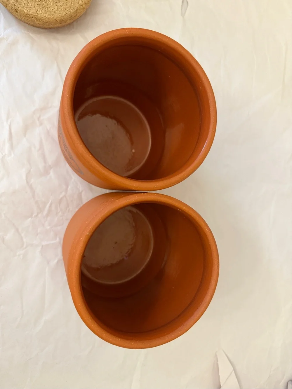 Terracotta Kitchen Line Rice & Flour Canister Set with Cork Lids - Rustic Orange